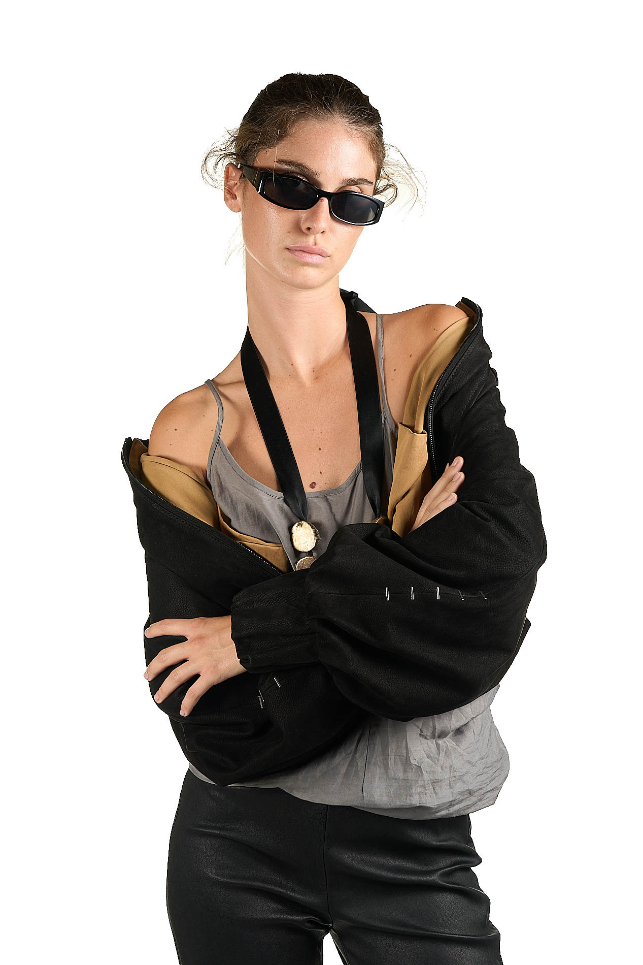 DANIELE BASTA LEATHER AND SILVER JACKET